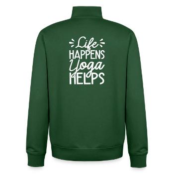 Pilates Enthusiasts Life Happens Yoga Helps - Unisex Organic Zip Sweatshirt by Stanley/Stella - bottle green - Back - AI Model Male 185 dark (185cm)