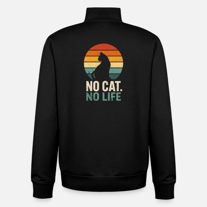 Pas de chat, pas de vie - Sweat zippé unisexe en coton bio Stanley/Stella - noir