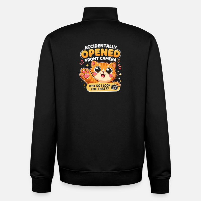 Chat caméra frontale ouvert accidentellement - Sweat zippé unisexe en coton bio Stanley/Stella - noir