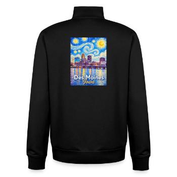 Des Moines Iowa Starry Night - Unisex Organic Zip Sweatshirt by Stanley/Stella - black - Back - AI Model Male 185 light (185cm)
