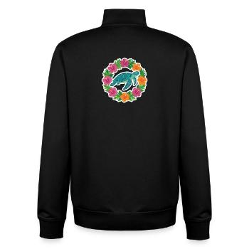 Turtle in Hibiscus Circle - Unisex Organic Zip Sweatshirt by Stanley/Stella - black - Back - AI Model Male 185 light (185cm)