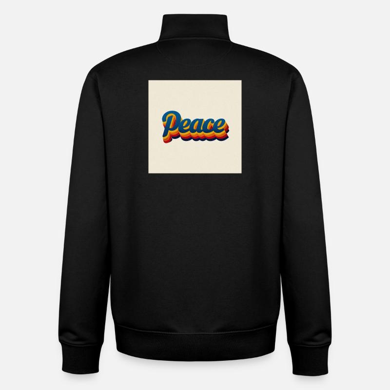 Peace Design des années 70 - Sweat zippé unisexe en coton bio Stanley/Stella - noir