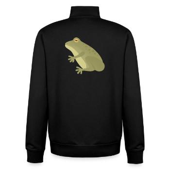 Silhouette de grenouille émeraude sur tons terreux - Sweat zippé unisexe en coton bio Stanley/Stella - noir - Dos - AI Model Male 185 light (185cm)