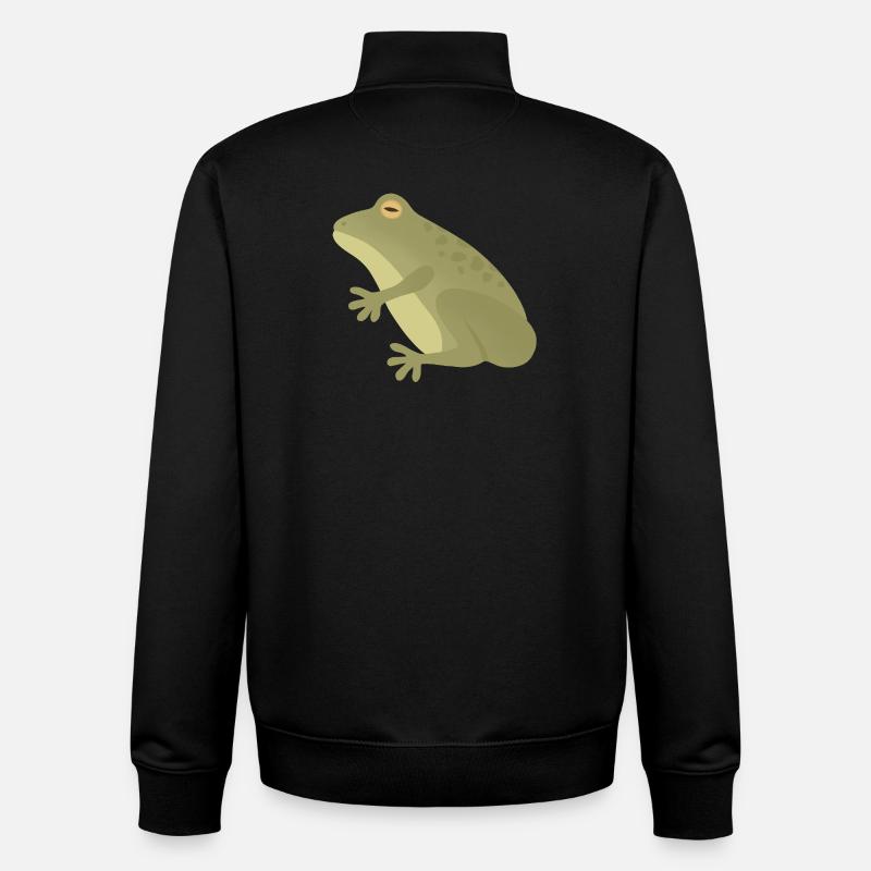 Emerald Frog Silhouette on Earthy Tones - Unisex Organic Zip Sweatshirt by Stanley/Stella - black