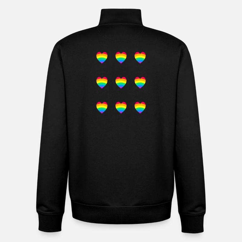 Cœurs arc-en-ciel de la fierté LGBT - Sweat zippé unisexe en coton bio Stanley/Stella - noir