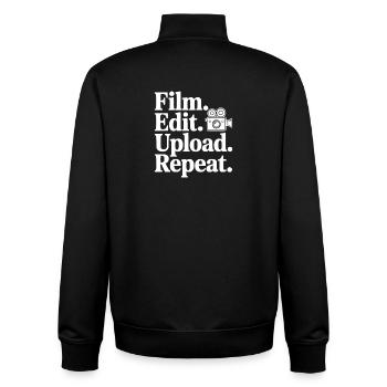 Film. Edit. Hochladen. Wiederholen. - Unisex Organic Zip Sweatshirt von Stanley/Stella - Schwarz - Hinten - AI Model Male 185 light (185cm)