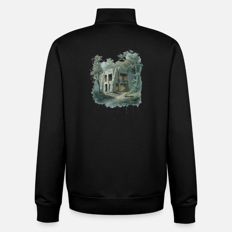 ROCK SOLID - Croquis d’architecture grottère moderne - Sweat zippé unisexe en coton bio Stanley/Stella - noir