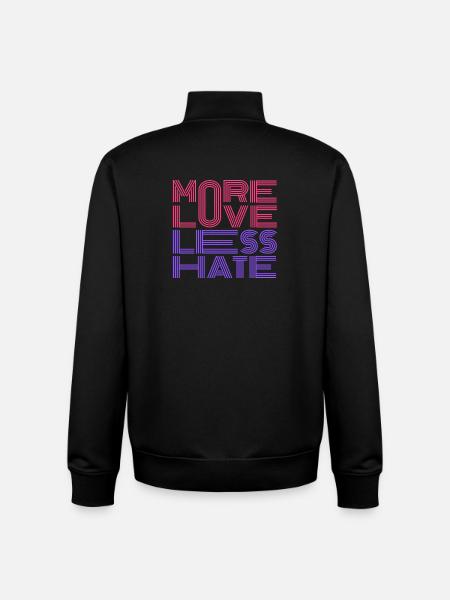 More Love Less Hate - Unisex Organic Zip Sweatshirt by Stanley/Stella - black