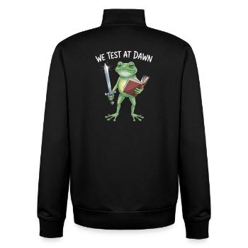 Dawn Test Froschritter - Unisex Organic Zip Sweatshirt von Stanley/Stella - Schwarz - Hinten - AI Model Male 185 light (185cm)