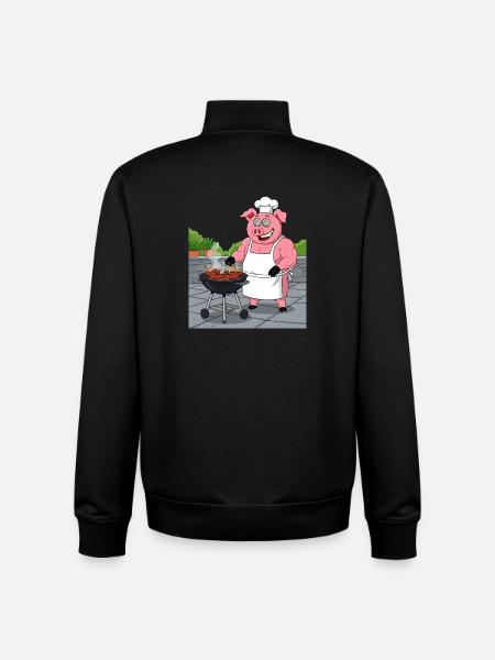 Grilling cozy pig - Unisex Organic Zip Sweatshirt by Stanley/Stella - black