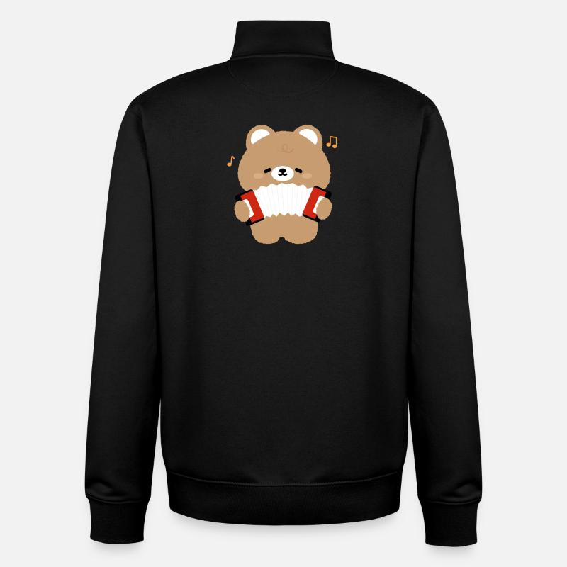 Accordéon Ours - Sweat zippé unisexe en coton bio Stanley/Stella - noir