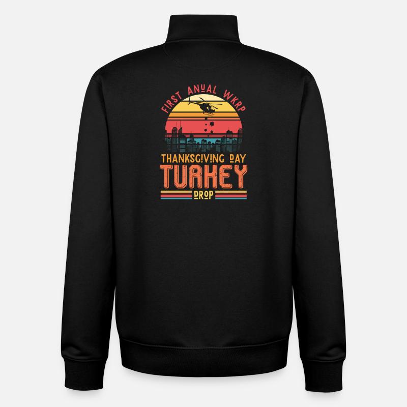 Thanksgiving Turkey Drop Retro Geschenk - Unisex Organic Zip Sweatshirt von Stanley/Stella - Schwarz