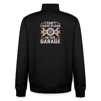 Garage Plans Tool Humor - Unisex Organic Zip Sweatshirt by Stanley/Stella - black - Back - AI Model Male 185 light (185cm)