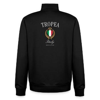Tropea Italy Coat of Arms Crown – Travel Souvenir - Unisex Organic Zip Sweatshirt by Stanley/Stella - black - Back - AI Model Male 185 light (185cm)