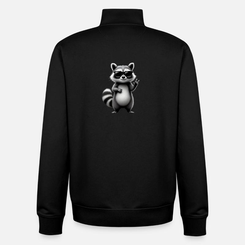 Waschbär mit Sonnenbrille - Unisex Organic Zip Sweatshirt von Stanley/Stella - Schwarz
