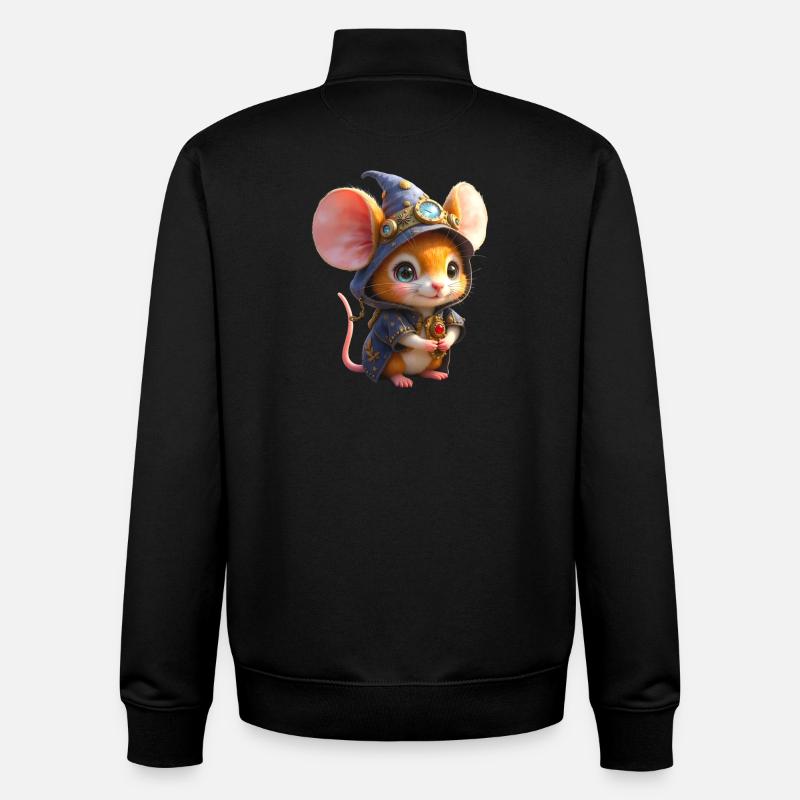 Blaue Steampunk-Zauberermaus - Unisex Organic Zip Sweatshirt von Stanley/Stella - Schwarz