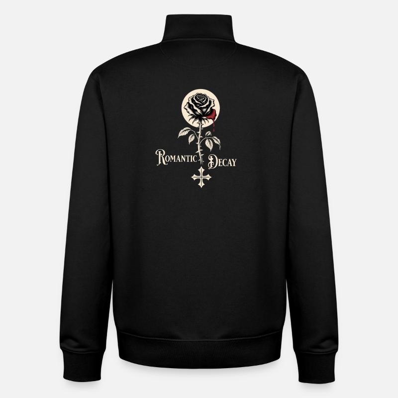 Design de la Rose Gothique de la Décadence Romantique - Sweat zippé unisexe en coton bio Stanley/Stella - noir
