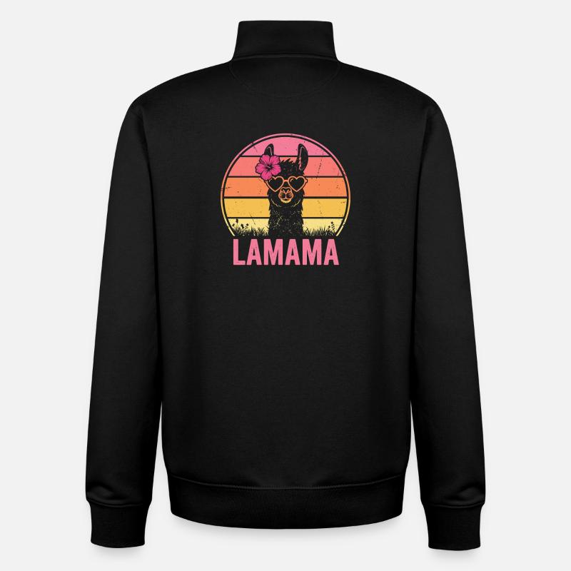 Lamama Llama Mama Mutter Tierliebhaber - Unisex Organic Zip Sweatshirt von Stanley/Stella - Schwarz
