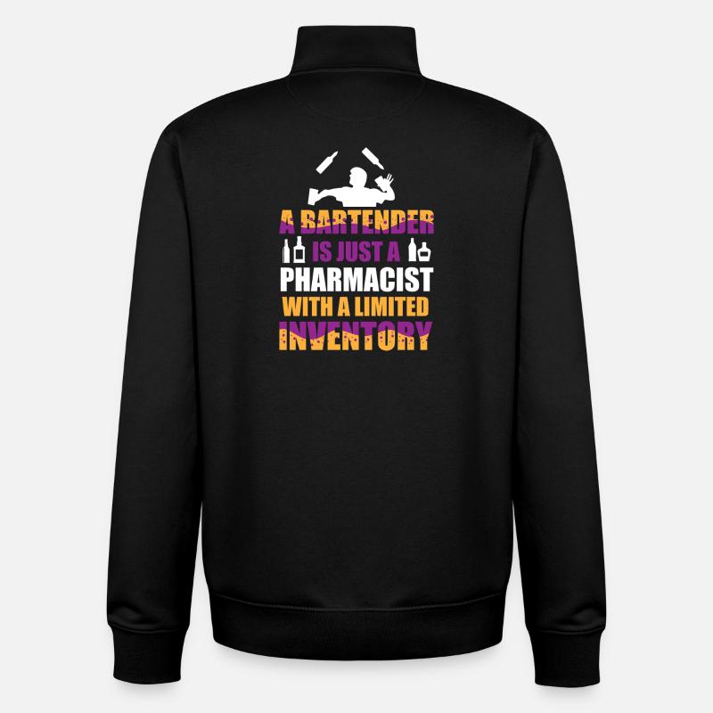 Barman Serveur Barman Barman - Sweat zippé unisexe en coton bio Stanley/Stella - noir