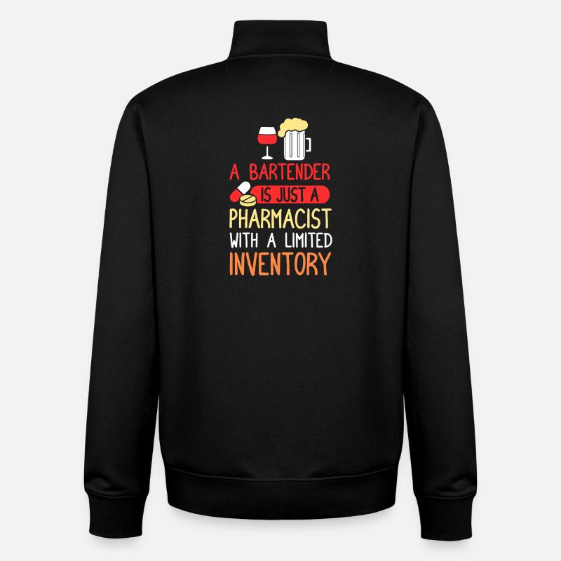 Barman Serveur Barman Barman - Sweat zippé unisexe en coton bio Stanley/Stella - noir