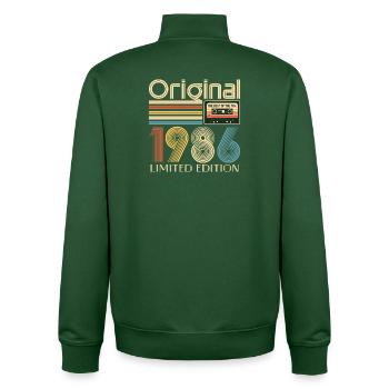 40th birthday, 40 years, original 1986 - Unisex Organic Zip Sweatshirt by Stanley/Stella - bottle green - Back - AI Model Male 185 dark (185cm)