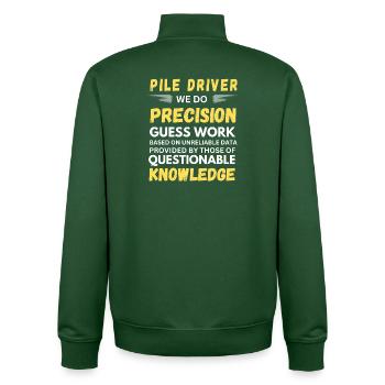 Pile Driver: Wir machen präzise Ratenarbeit - Unisex Organic Zip Sweatshirt von Stanley/Stella - Flaschengrün - Hinten - AI Model Male 185 dark (185cm)