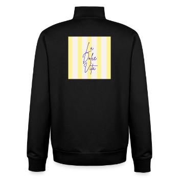 Minimalist LA DOLCE VITA Graphic Tee Design - Unisex Organic Zip Sweatshirt by Stanley/Stella - black - Back - AI Model Male 185 light (185cm)