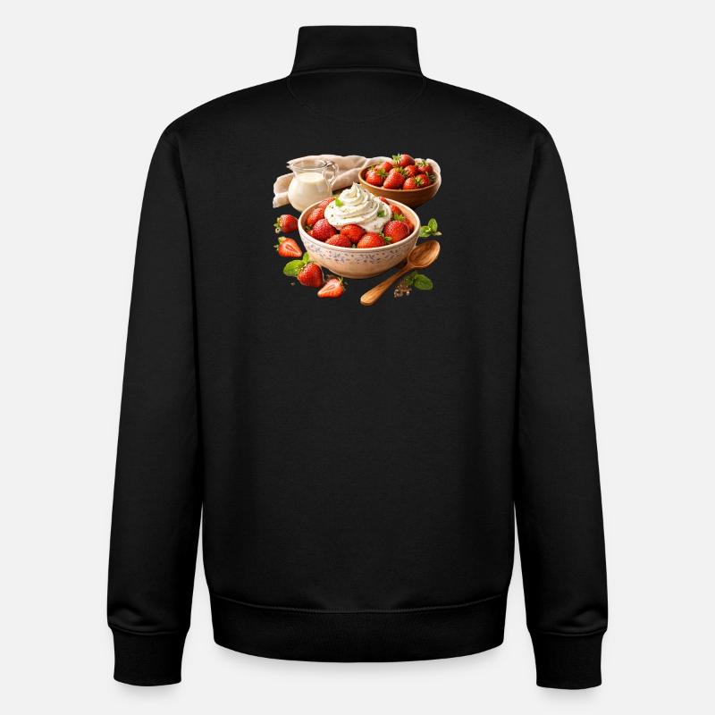 Fraises à la crème - Sweat zippé unisexe en coton bio Stanley/Stella - noir