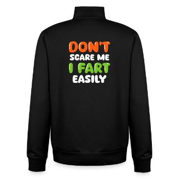 Ne péte-je pas drôle d’art typographique en lettres bulles - Sweat zippé unisexe en coton bio Stanley/Stella - noir - Dos - AI Model Male 185 light (185cm)