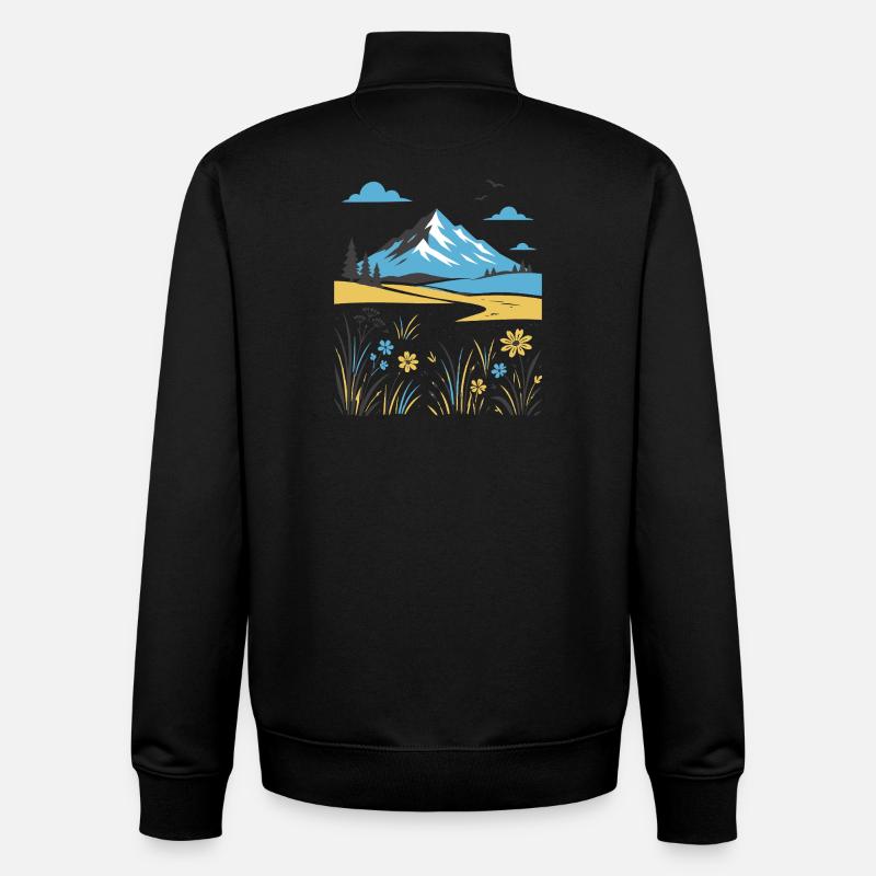 Berglandschaft mit Blütenwiesen - Unisex Organic Zip Sweatshirt von Stanley/Stella - Schwarz