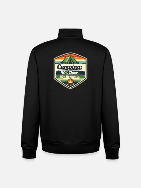 Camping Chaos Romantik Schild - Unisex Organic Zip Sweatshirt von Stanley/Stella - Schwarz