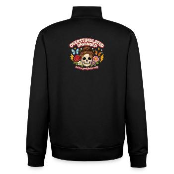 Overstimulated Unhinged Skull Patch Geschenk - Unisex Organic Zip Sweatshirt von Stanley/Stella - Schwarz - Hinten - AI Model Male 185 light (185cm)