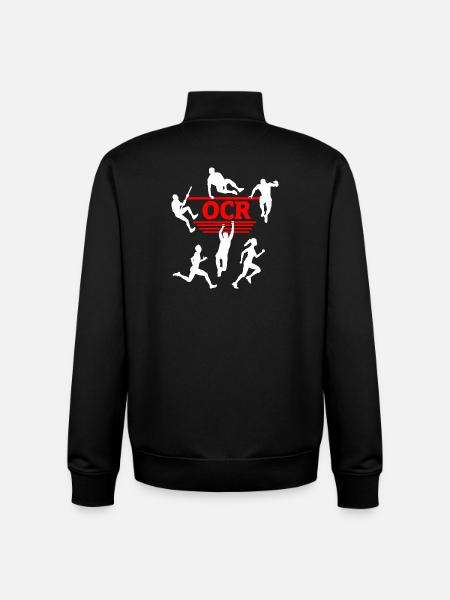OCR Red – Obstacle Silhouette Design - Unisex Organic Zip Sweatshirt by Stanley/Stella - black