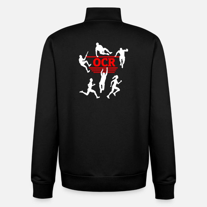 OCR Red – Obstacle Silhouette Design - Unisex Organic Zip Sweatshirt by Stanley/Stella - black