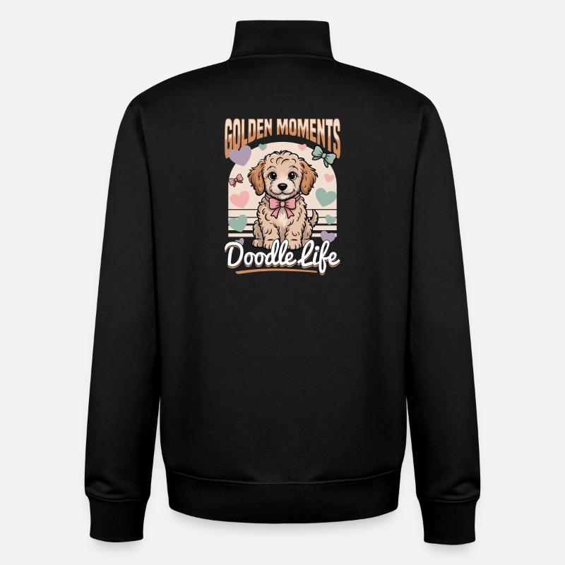 Race de chien Goldendoodle - Sweat zippé unisexe en coton bio Stanley/Stella - noir