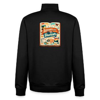 Schere statt Abkürzung | Scrapbooking - Unisex Organic Zip Sweatshirt von Stanley/Stella - Schwarz - Hinten - AI Model Male 185 light (185cm)