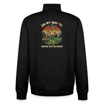 Golf Humor On My Way To Making Bad Decisions - Unisex Organic Zip Sweatshirt by Stanley/Stella - black - Back - AI Model Male 185 light (185cm)