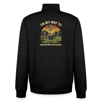 Golf Humor On My Way To Making Bad Decisions - Unisex Organic Zip Sweatshirt by Stanley/Stella - black - Back - AI Model Male 185 light (185cm)