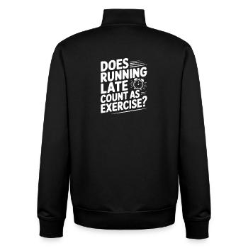 Does Running Late Count as Exercise? - Unisex Organic Zip Sweatshirt by Stanley/Stella - black - Back - AI Model Male 185 light (185cm)