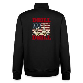 Drill Baby Bohrer Ölfeldarbeiter - Unisex Organic Zip Sweatshirt von Stanley/Stella - Schwarz - Hinten - AI Model Male 185 light (185cm)