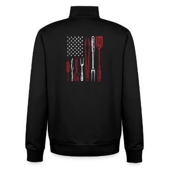 BBQ Grill Tools US Flag Pitmaster - Unisex Organic Zip Sweatshirt von Stanley/Stella - Schwarz - Hinten - AI Model Male 185 light (185cm)