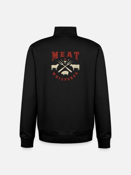 Meat Whisperer BBQ Pitmaster Humor - Unisex Organic Zip Sweatshirt by Stanley/Stella - black