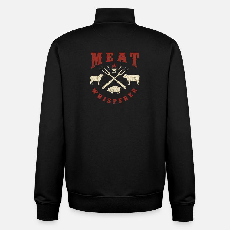 Meat Whisperer BBQ Pitmaster Humor - Unisex Organic Zip Sweatshirt by Stanley/Stella - black