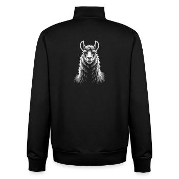 Llama Portrait - Unisex Organic Zip Sweatshirt by Stanley/Stella - black - Back - AI Model Male 185 light (185cm)