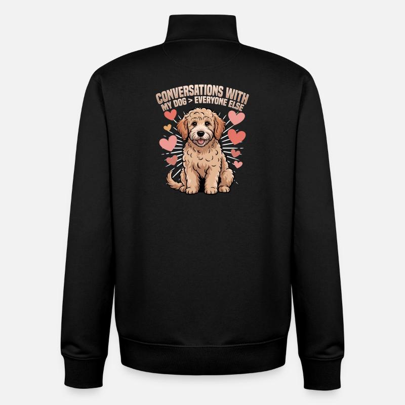 Race de chien Goldendoodle - Sweat zippé unisexe en coton bio Stanley/Stella - noir