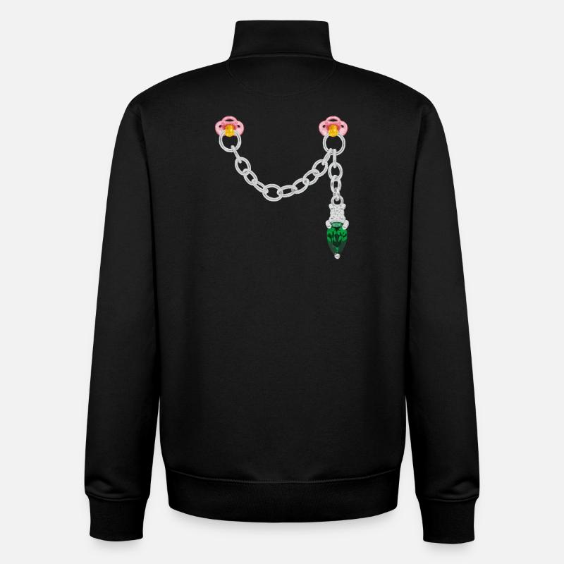 Connecteur argenté - Sweat zippé unisexe en coton bio Stanley/Stella - noir