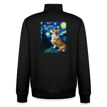 Corgi gallois Pembroke - Sweat zippé unisexe en coton bio Stanley/Stella - noir - Dos - AI Model Male 185 light (185cm)
