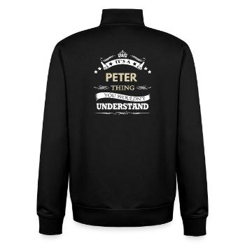Peter Name – Es ist eine Peter-Sache, die du nicht tun würdest - Unisex Organic Zip Sweatshirt von Stanley/Stella - Schwarz - Hinten - AI Model Male 185 light (185cm)