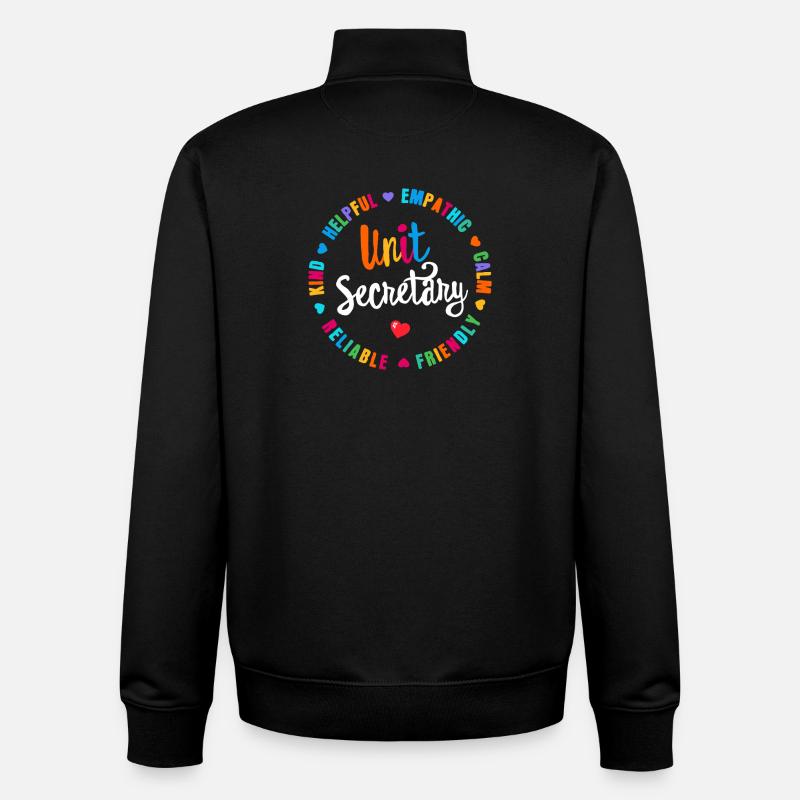Unit Secretary Circle Hearts Graphic - Unisex Organic Zip Sweatshirt by Stanley/Stella - black