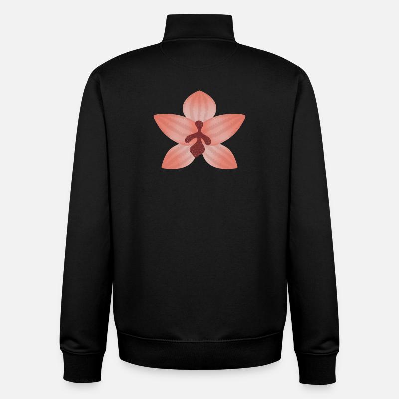 Fleur d’orchidée pastel - Sweat zippé unisexe en coton bio Stanley/Stella - noir